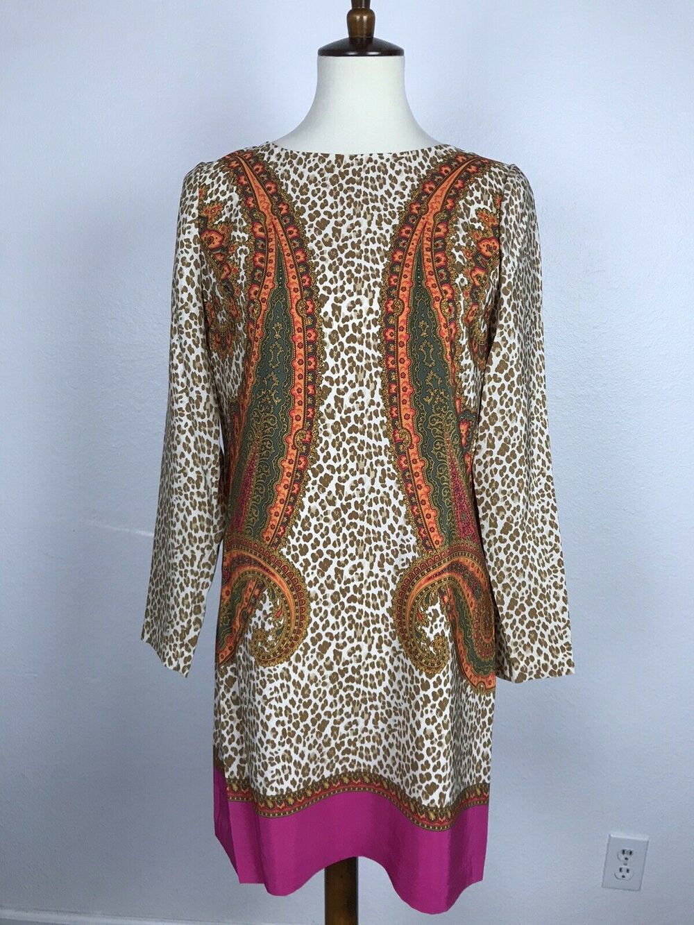 Juicy Couture Sweet Alabaster Paisley Silk Shift Dress